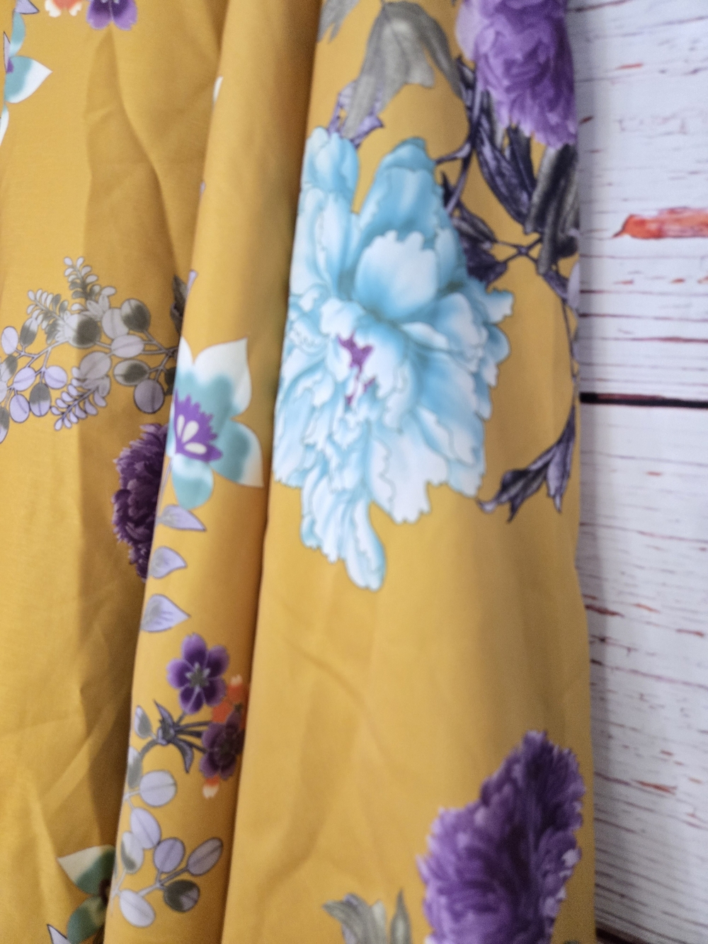 ModCloth Ikebana for All Floral A-Line Skirt Mustard Yellow XL - Picture 6 of 16